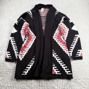 Vintage Effeci Geometric Southwestern Cardigan Womens S Black Aztec Boho 80s